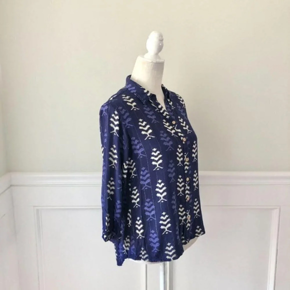 Ethnicity Indigo Blue Printed Button Down Shirt M - Picture 3 of 5
